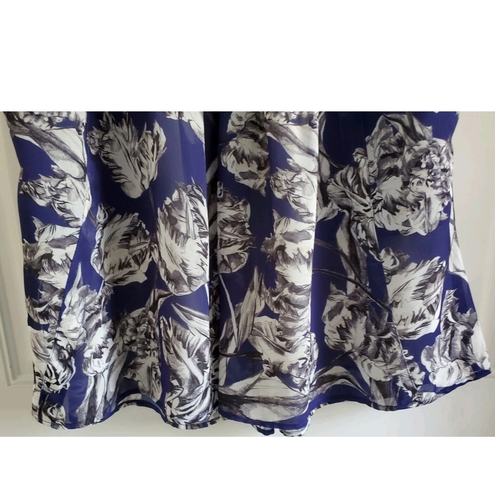 Derek Lam 10 Crosby Navy Blue Gray Floral Lined Skirt Womens Size 2 - Picture 3 of 5